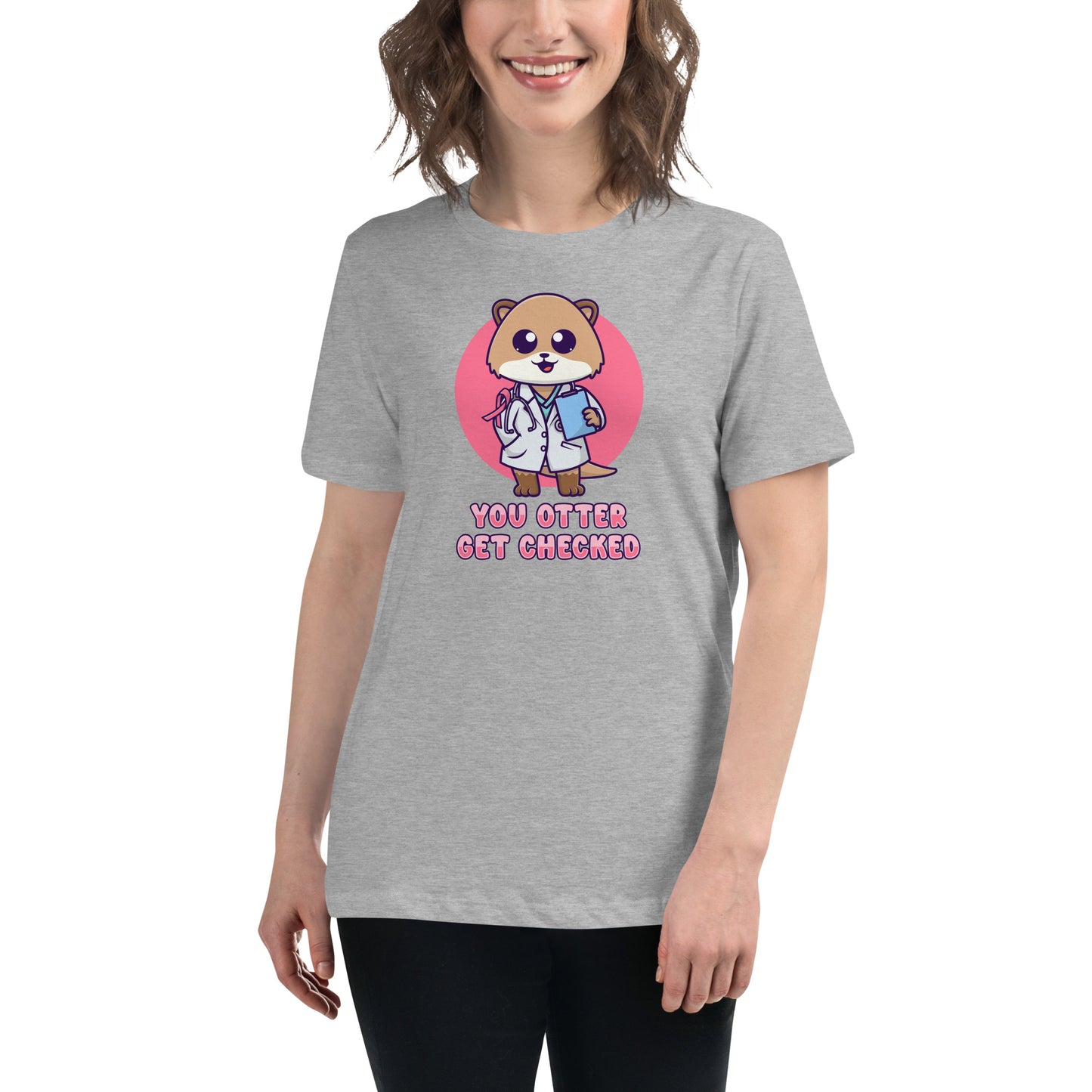 Otter Get Checked - Breast Cancer Awareness - Women's Relaxed T-Shirt