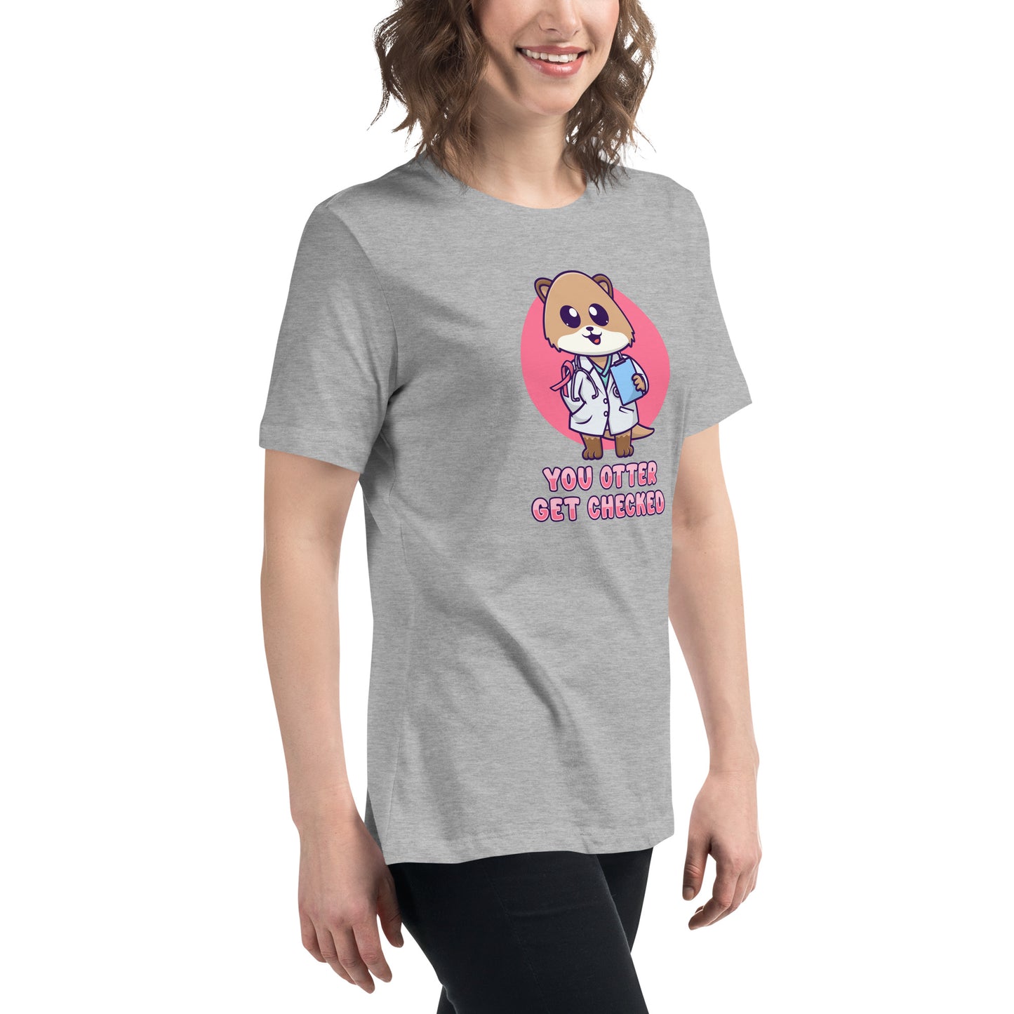 Otter Get Checked - Breast Cancer Awareness - Women's Relaxed T-Shirt