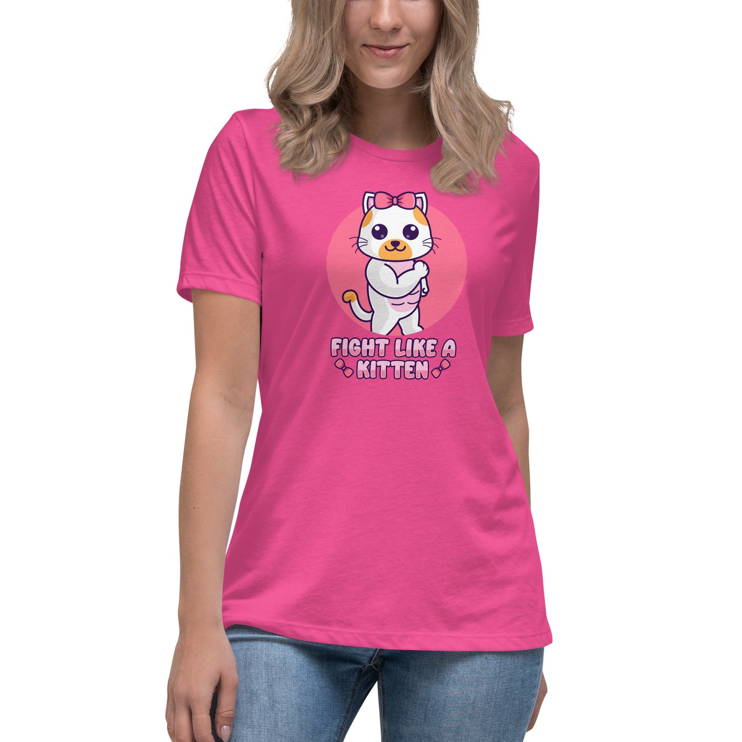 Fight Like a Kitten - Breast Cancer Awareness - Women's Relaxed T-Shirt