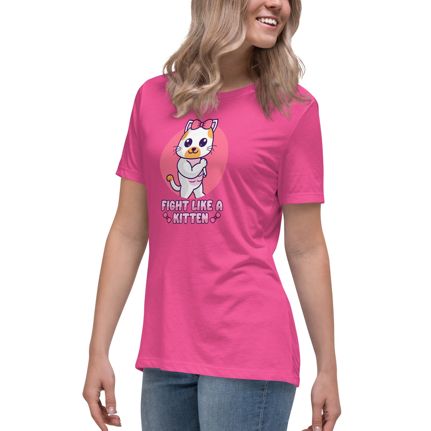 Fight Like a Kitten - Breast Cancer Awareness - Women's Relaxed T-Shirt