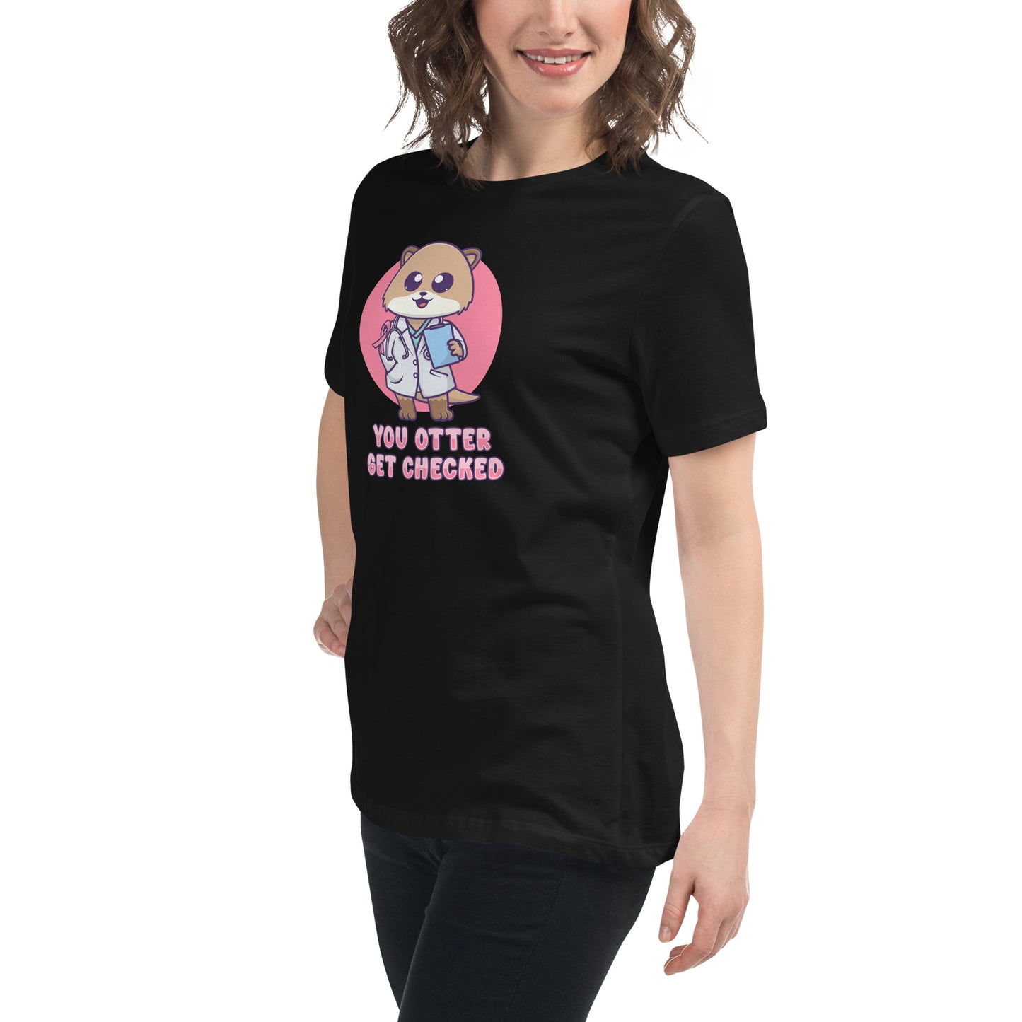 Otter Get Checked - Breast Cancer Awareness - Women's Relaxed T-Shirt