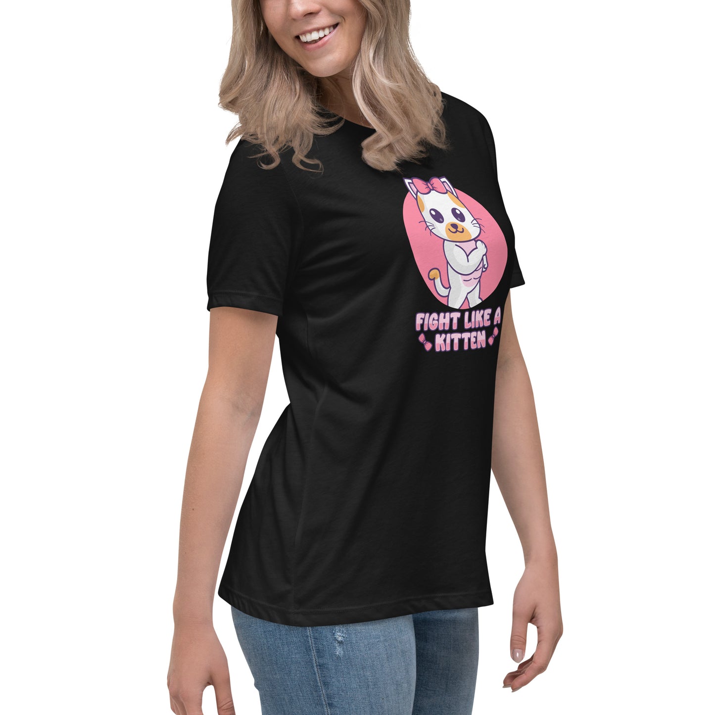 Fight Like a Kitten - Breast Cancer Awareness - Women's Relaxed T-Shirt