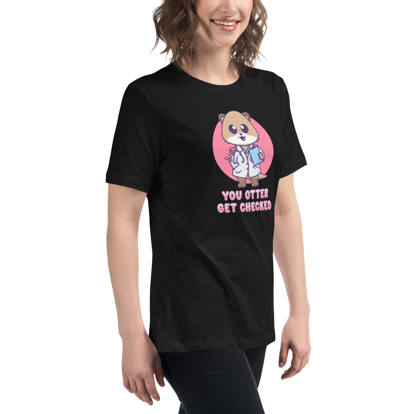 Otter Get Checked - Breast Cancer Awareness - Women's Relaxed T-Shirt