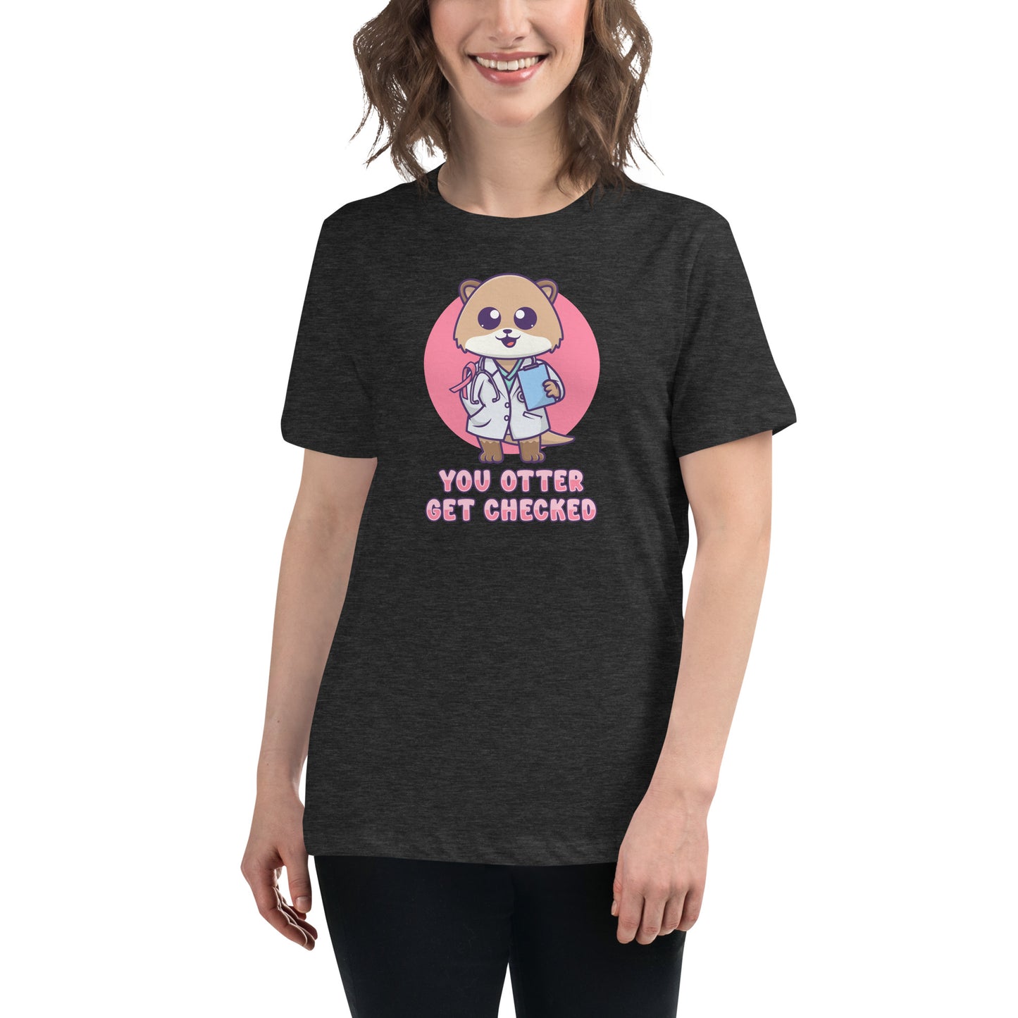 Otter Get Checked - Breast Cancer Awareness - Women's Relaxed T-Shirt