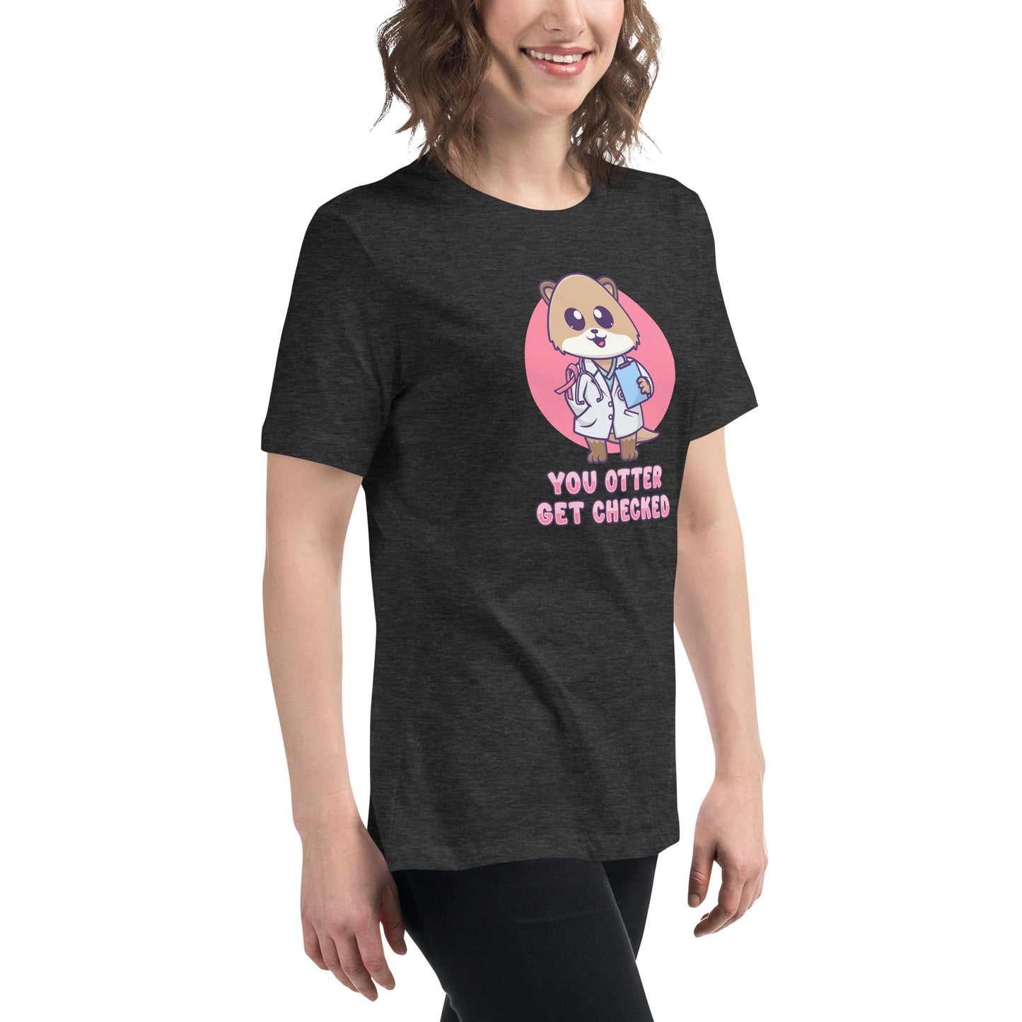 Otter Get Checked - Breast Cancer Awareness - Women's Relaxed T-Shirt