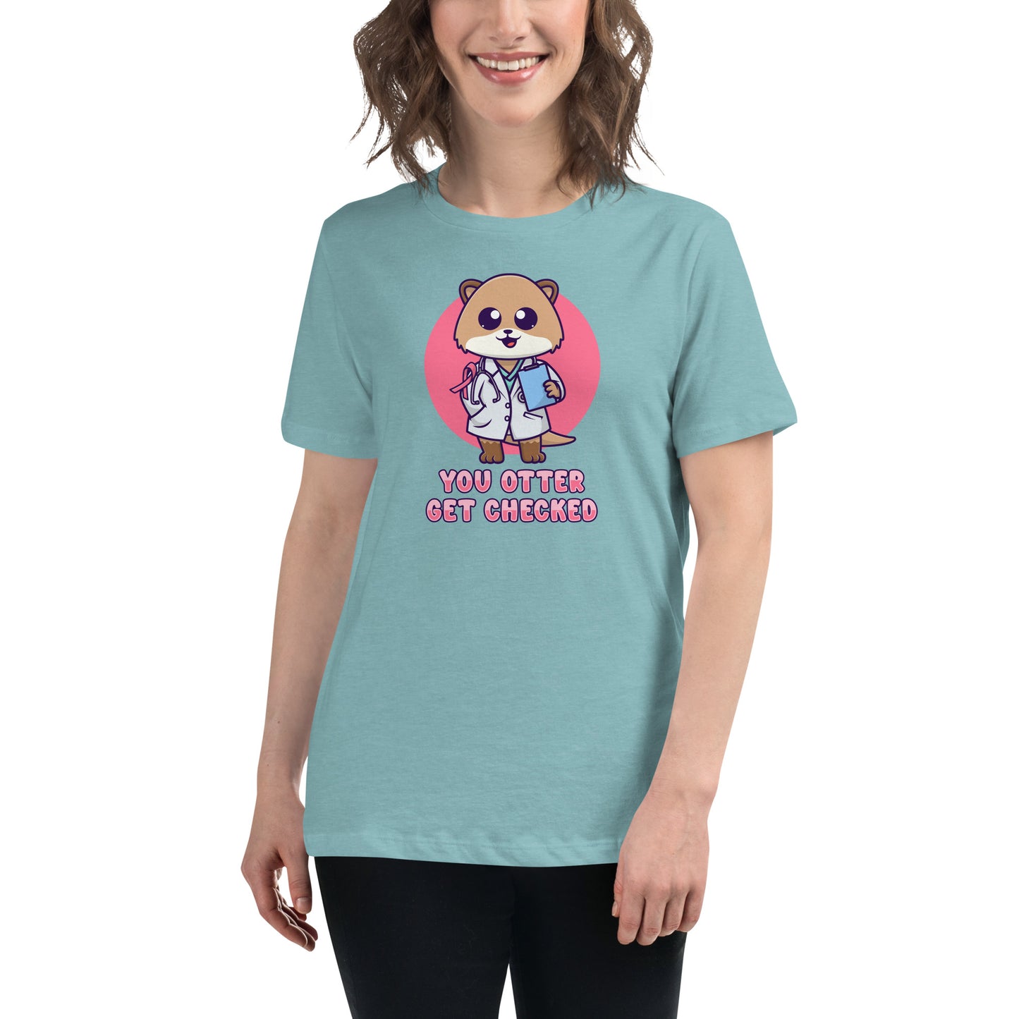 Otter Get Checked - Breast Cancer Awareness - Women's Relaxed T-Shirt