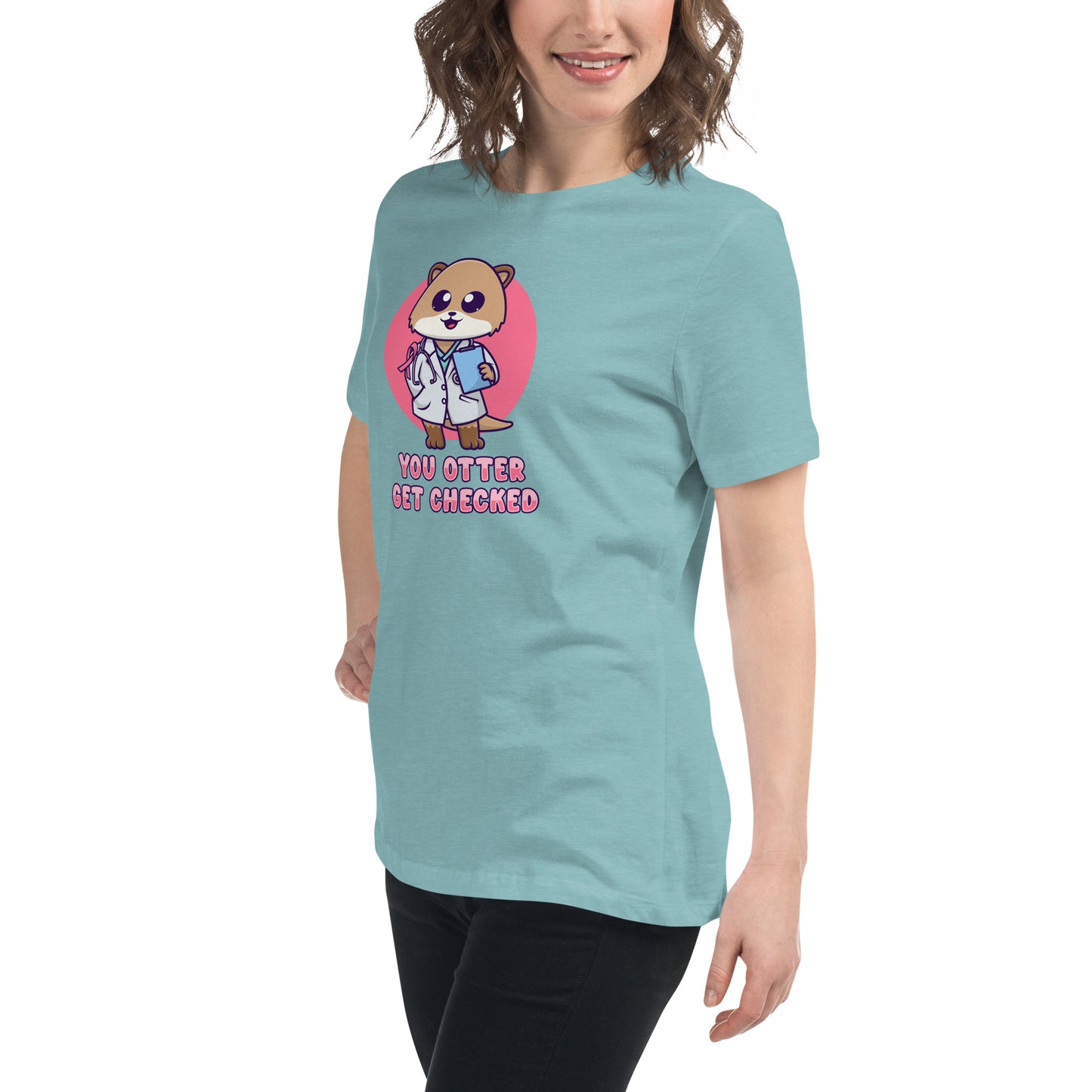 Otter Get Checked - Breast Cancer Awareness - Women's Relaxed T-Shirt