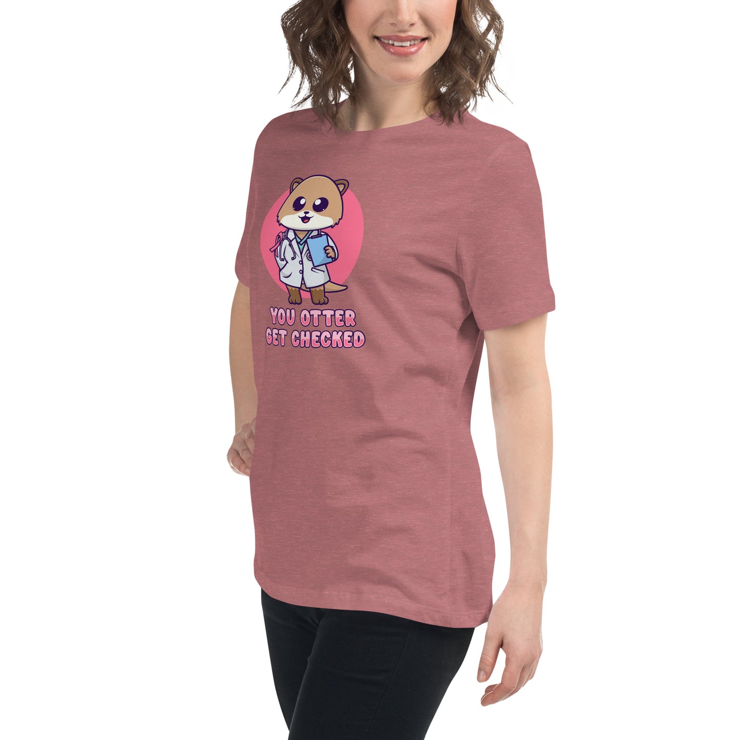 Otter Get Checked - Breast Cancer Awareness - Women's Relaxed T-Shirt