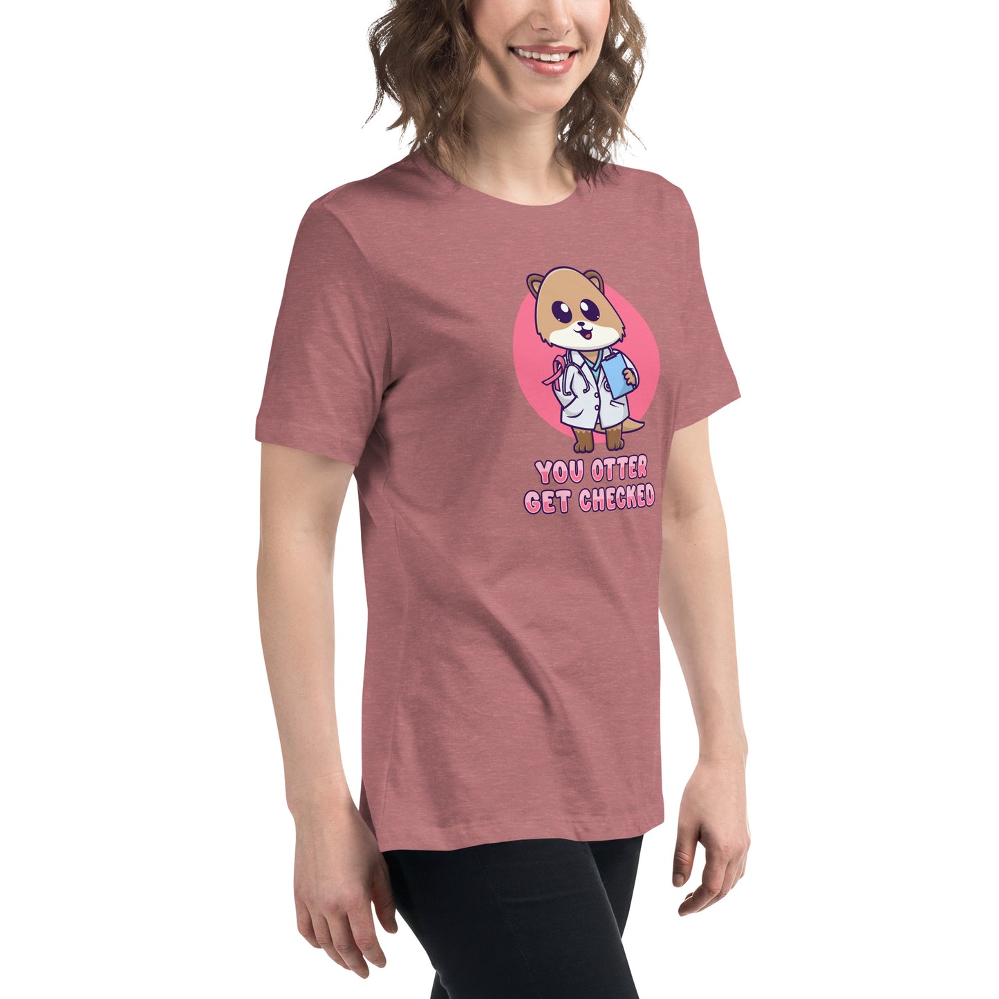 Otter Get Checked - Breast Cancer Awareness - Women's Relaxed T-Shirt