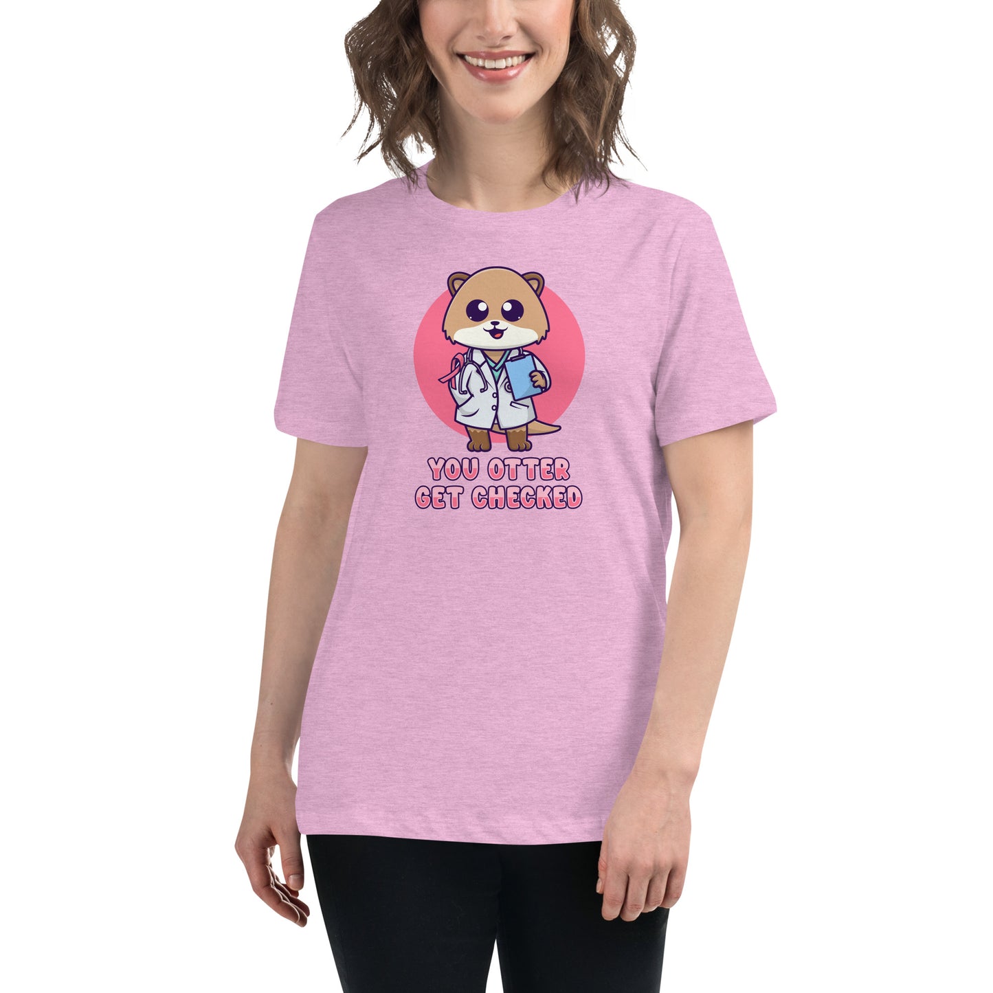 Otter Get Checked - Breast Cancer Awareness - Women's Relaxed T-Shirt