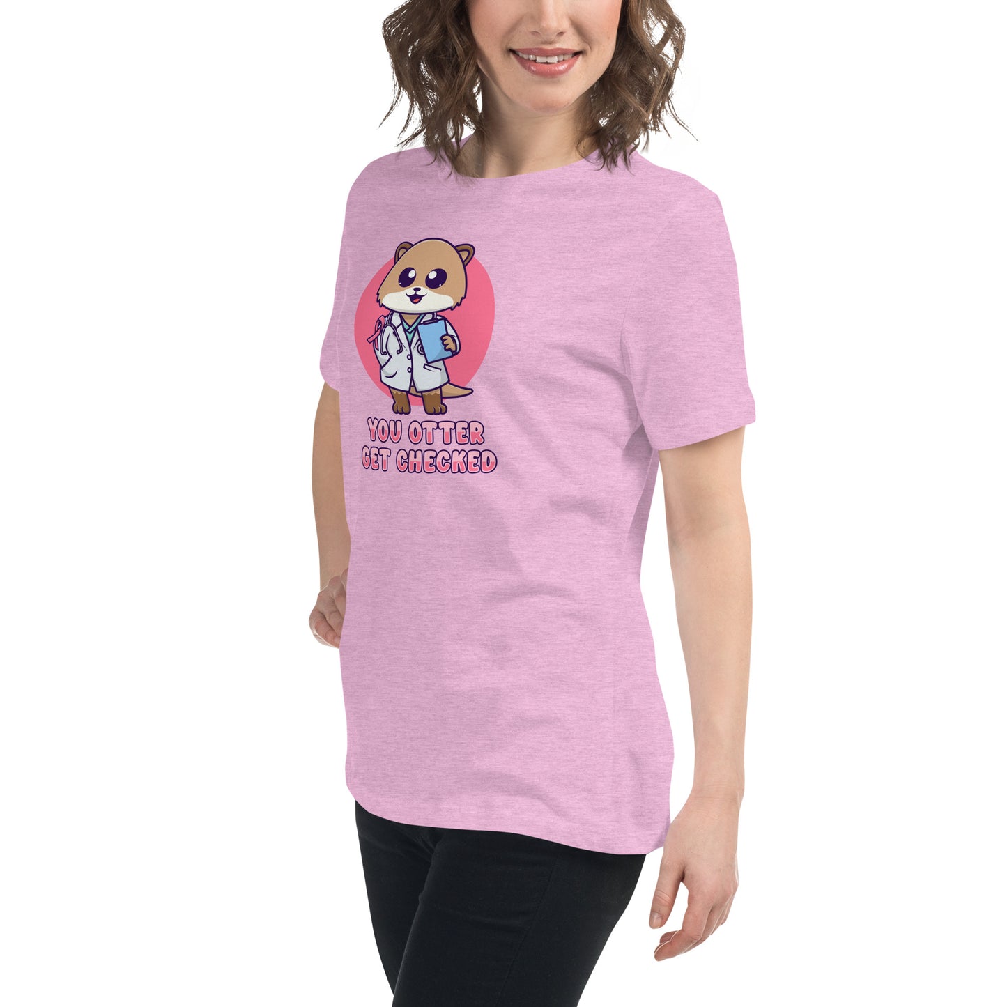 Otter Get Checked - Breast Cancer Awareness - Women's Relaxed T-Shirt