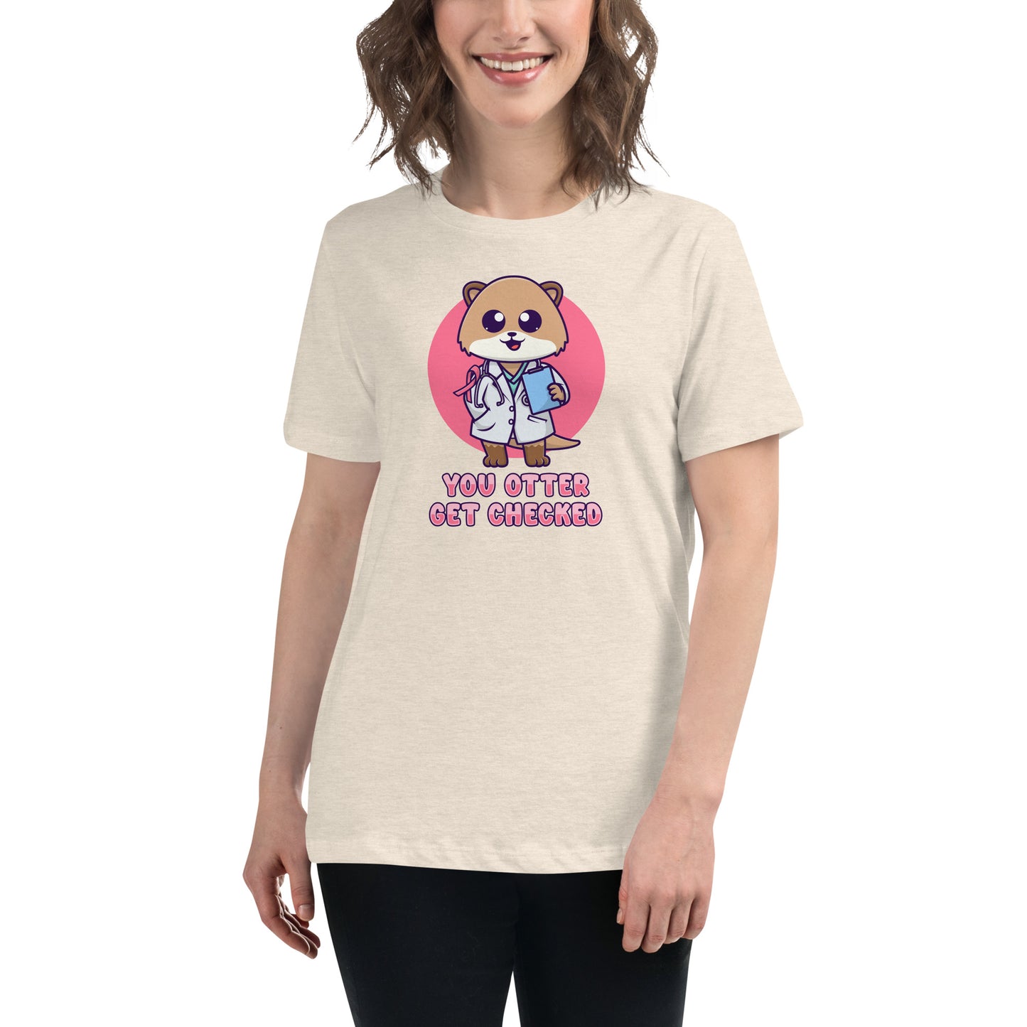 Otter Get Checked - Breast Cancer Awareness - Women's Relaxed T-Shirt