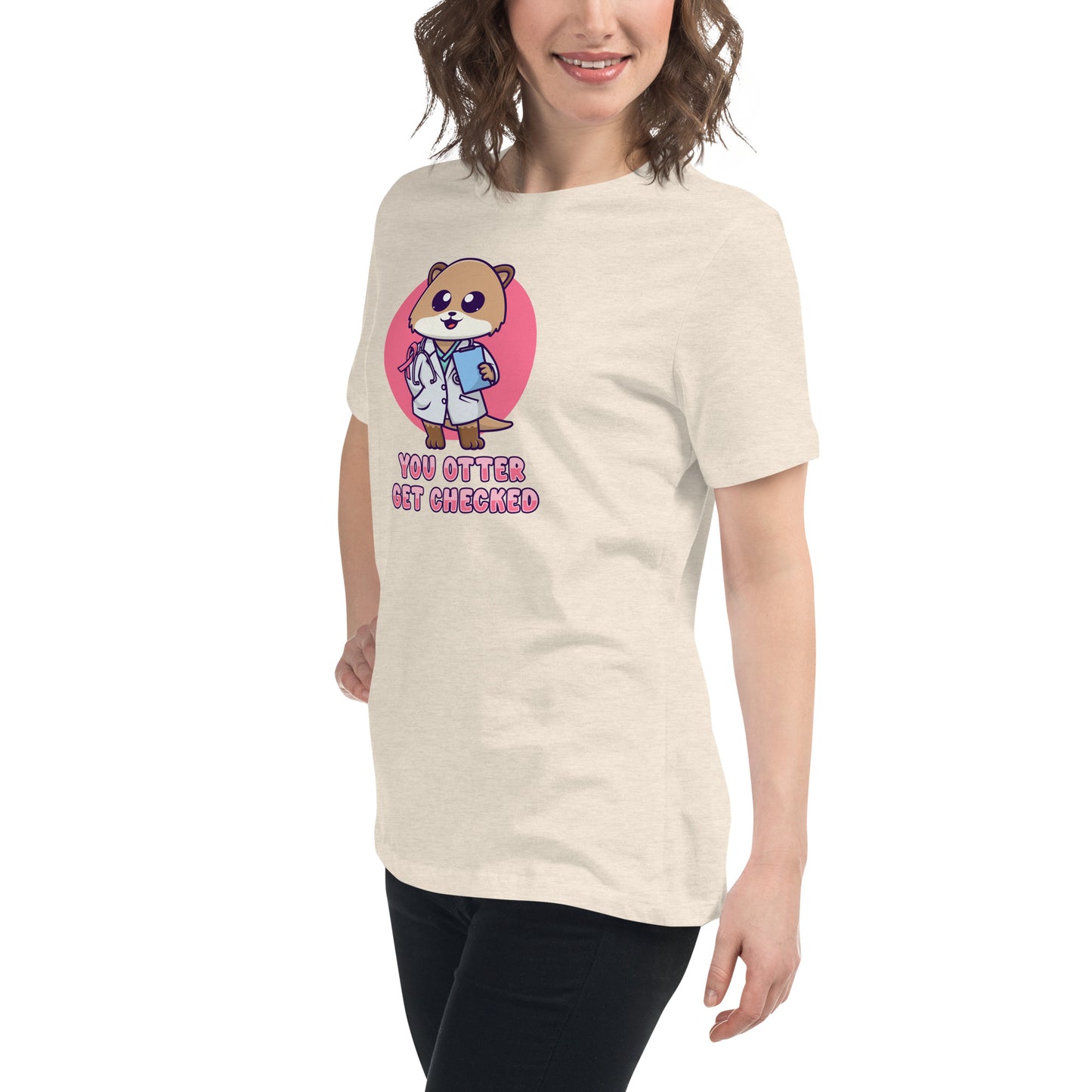 Otter Get Checked - Breast Cancer Awareness - Women's Relaxed T-Shirt