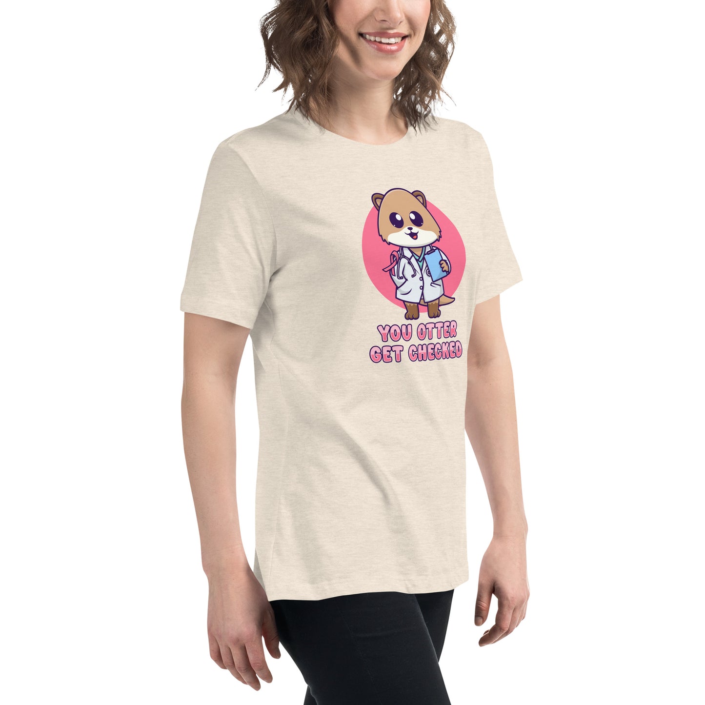 Otter Get Checked - Breast Cancer Awareness - Women's Relaxed T-Shirt