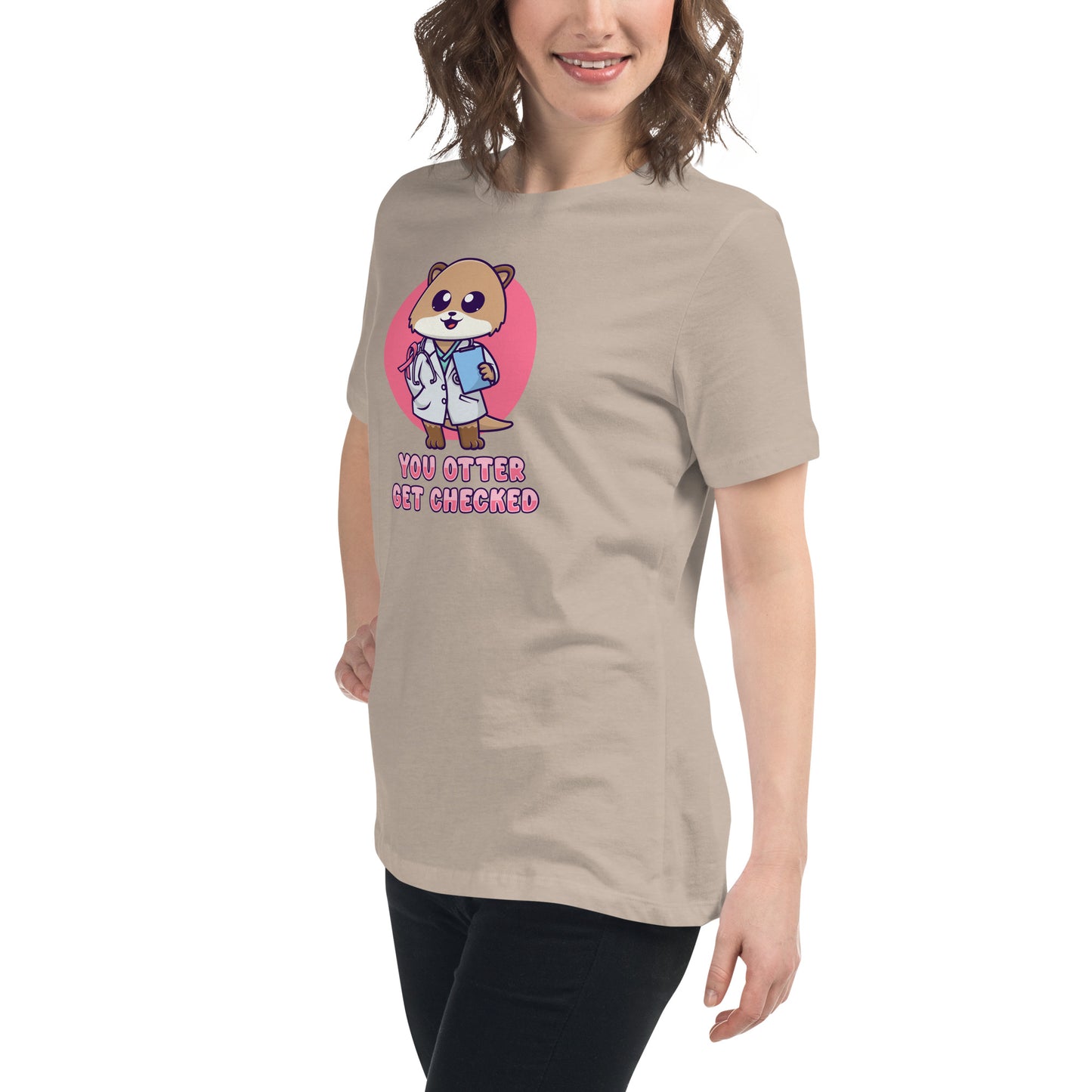 Otter Get Checked - Breast Cancer Awareness - Women's Relaxed T-Shirt