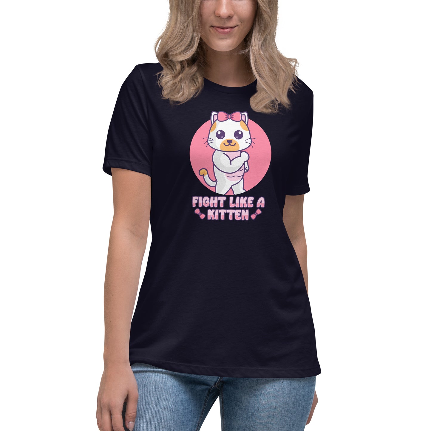 Fight Like a Kitten - Breast Cancer Awareness - Women's Relaxed T-Shirt