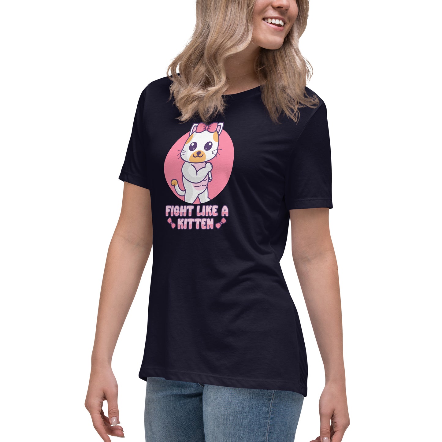 Fight Like a Kitten - Breast Cancer Awareness - Women's Relaxed T-Shirt