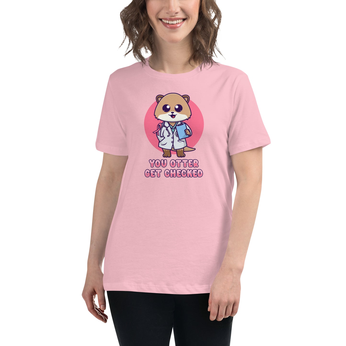 Otter Get Checked - Breast Cancer Awareness - Women's Relaxed T-Shirt