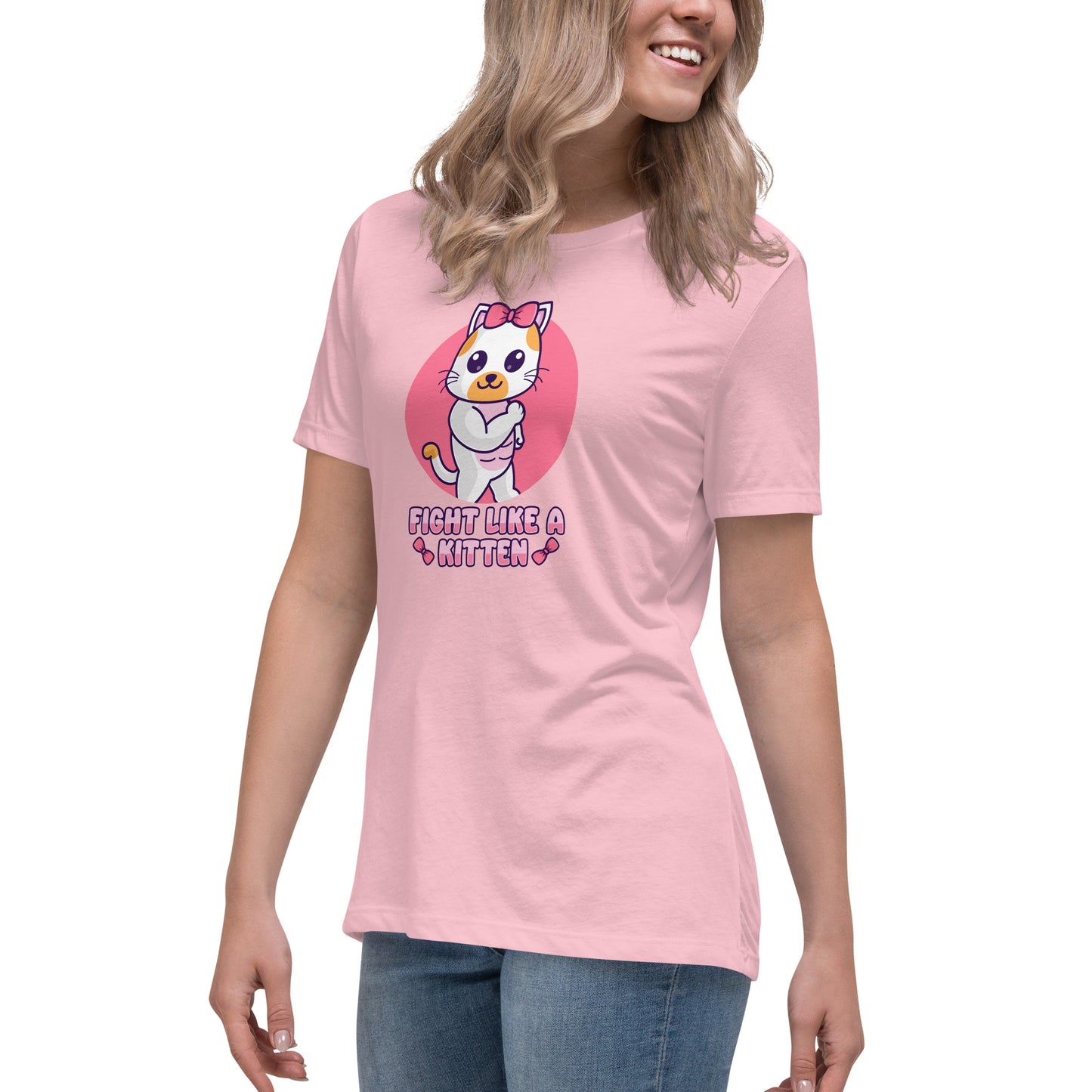 Fight Like a Kitten - Breast Cancer Awareness - Women's Relaxed T-Shirt