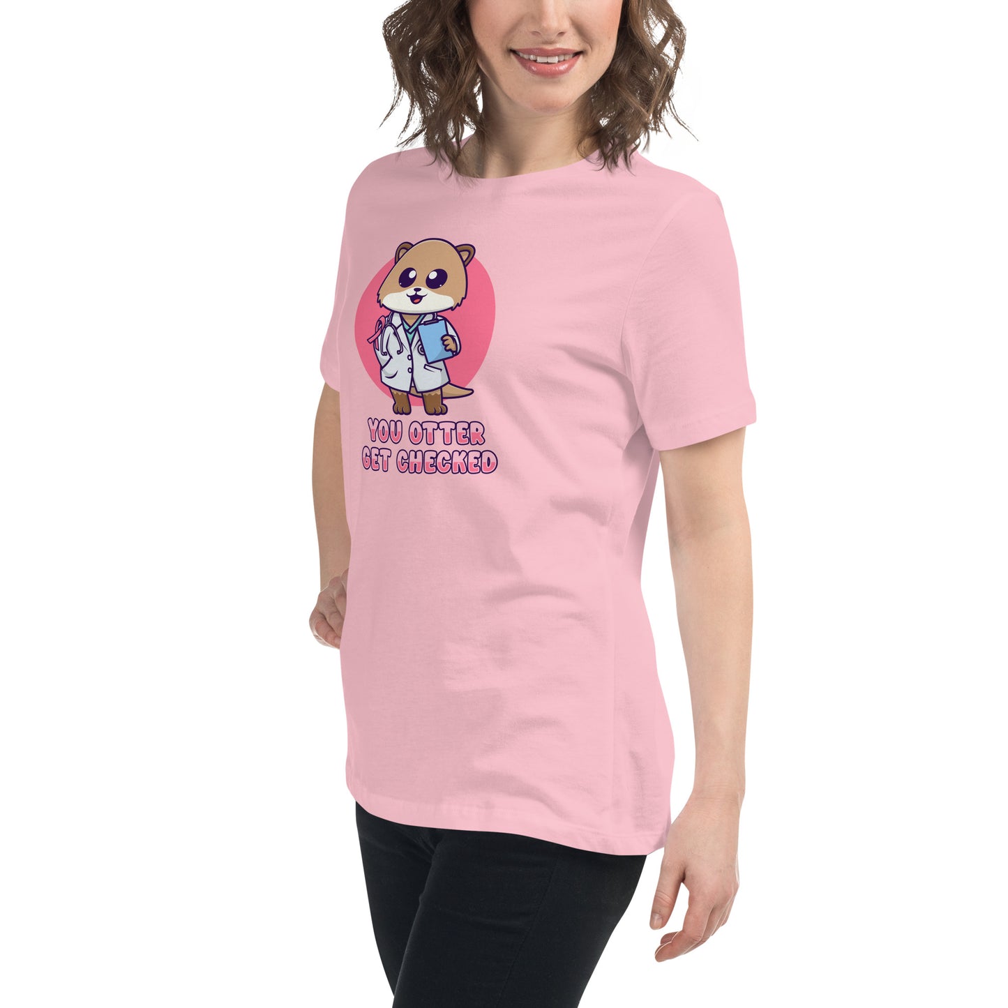 Otter Get Checked - Breast Cancer Awareness - Women's Relaxed T-Shirt