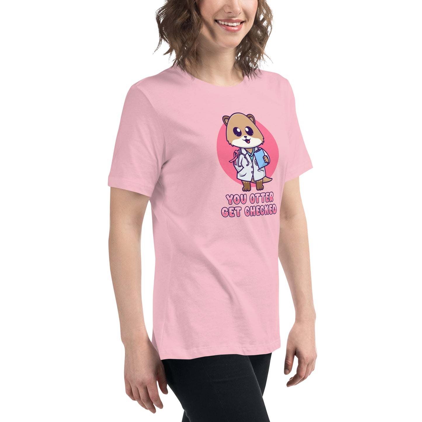 Otter Get Checked - Breast Cancer Awareness - Women's Relaxed T-Shirt