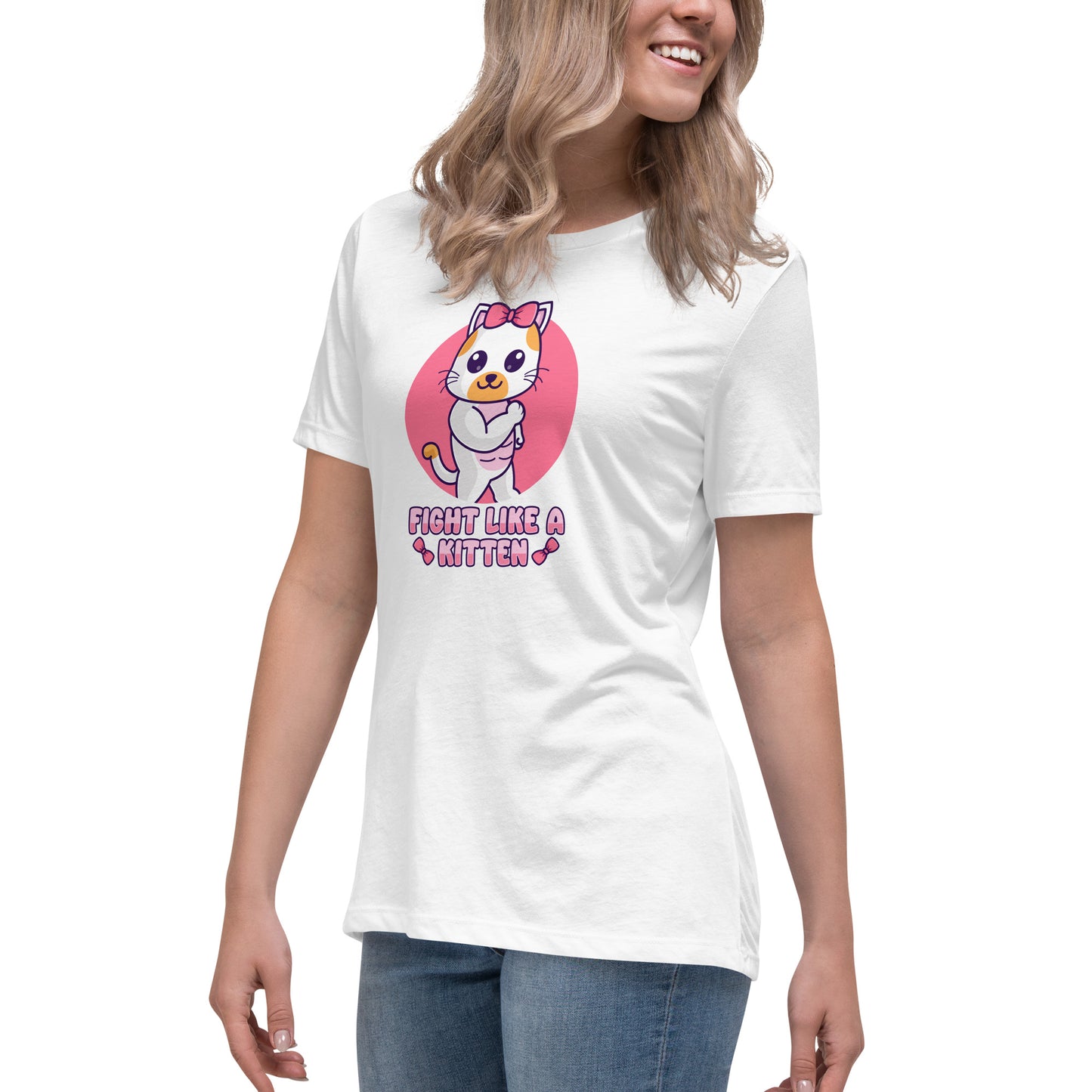 Fight Like a Kitten - Breast Cancer Awareness - Women's Relaxed T-Shirt