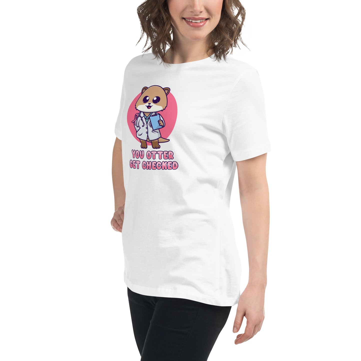 Otter Get Checked - Breast Cancer Awareness - Women's Relaxed T-Shirt